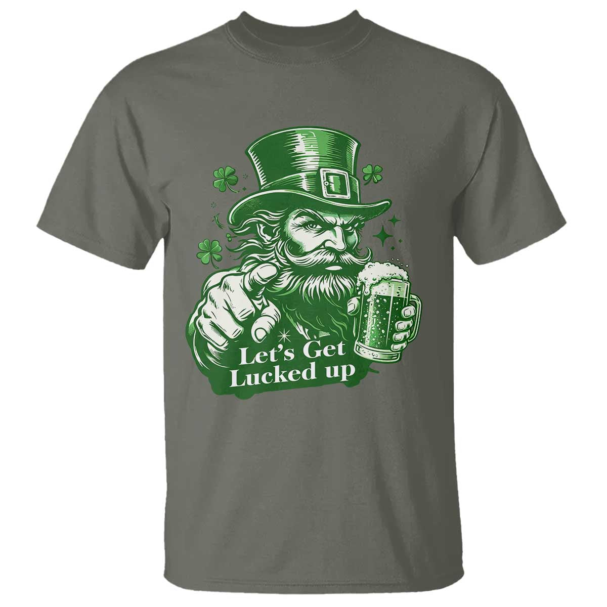 Lets Get Lucked Up T Shirt St Patricks Day Party Humor TS12 Military Green Print Your Wear