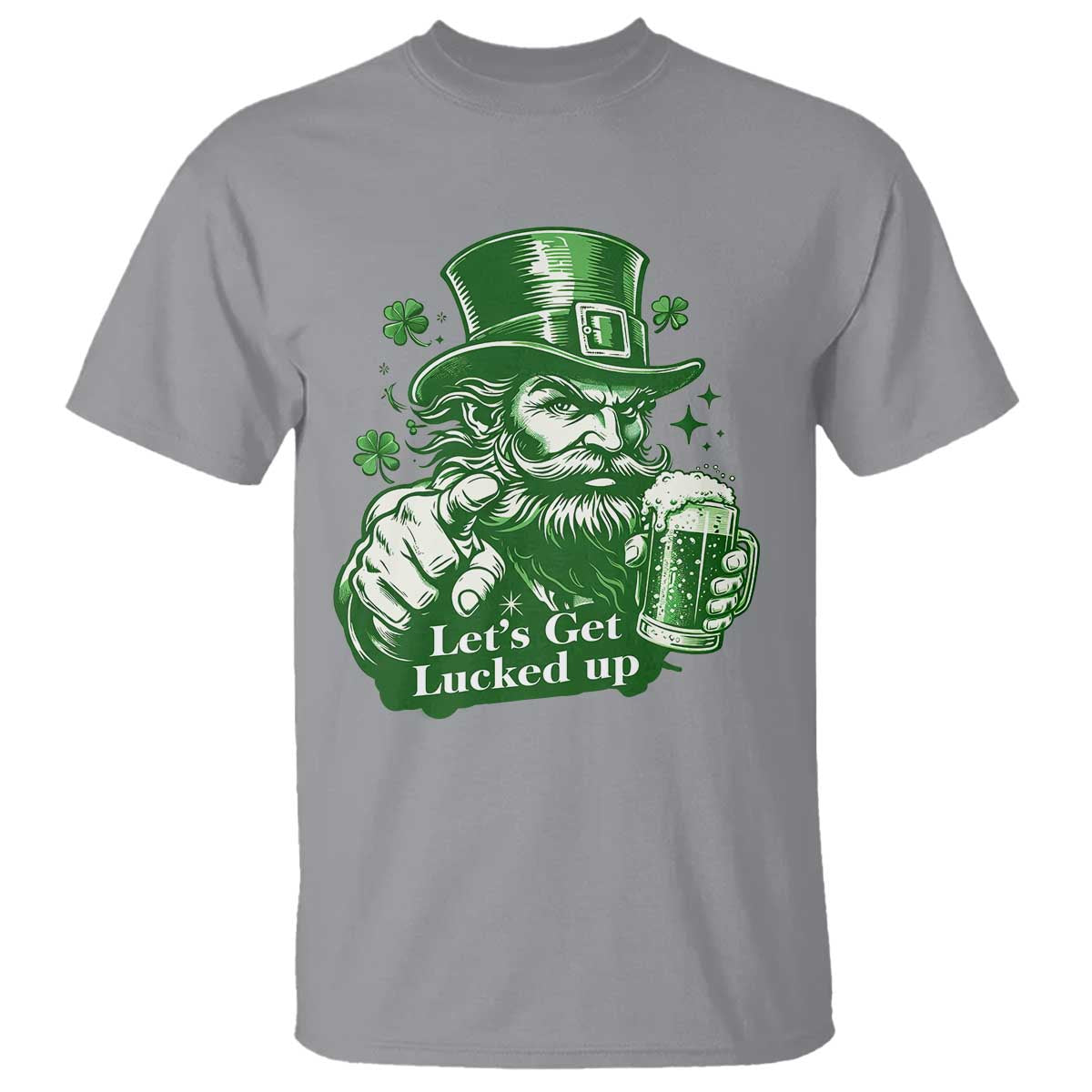 Lets Get Lucked Up T Shirt St Patricks Day Party Humor TS12 Sport Gray Print Your Wear