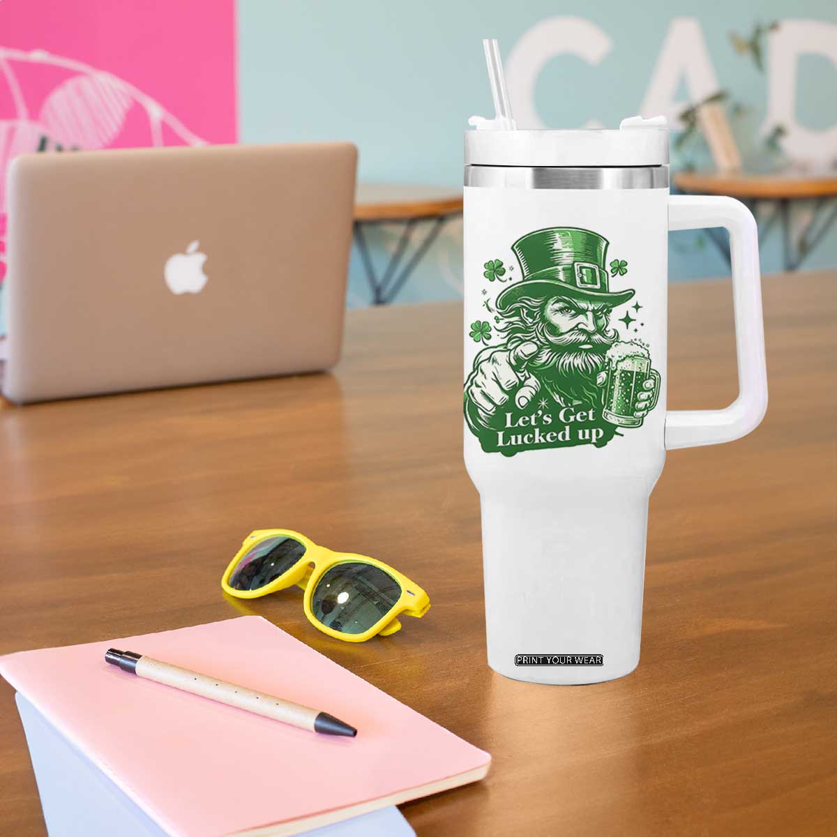 Lets Get Lucked Up Tumbler With Handle St Patricks Day Party Humor TS12 Print Your Wear