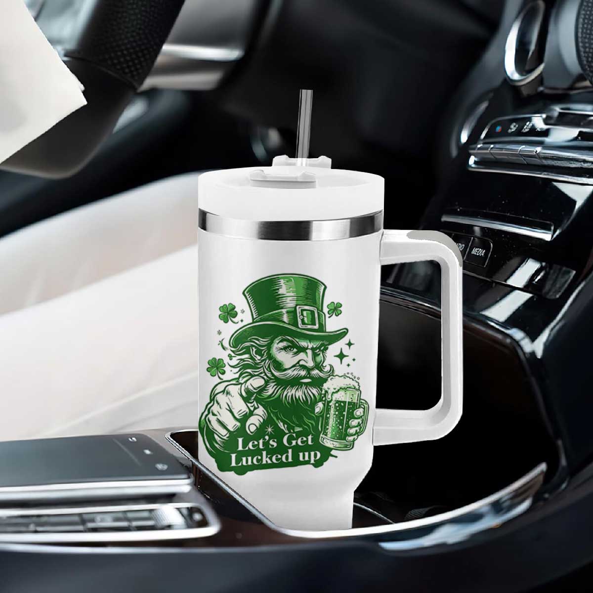 Lets Get Lucked Up Tumbler With Handle St Patricks Day Party Humor TS12 Print Your Wear