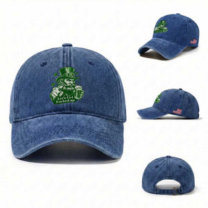 Lets Get Lucked Up Washed Cotton Baseball Cap St Patricks Day Party Humor TS12 Washed Cap Universal Fit Royal Blue Print Your Wear