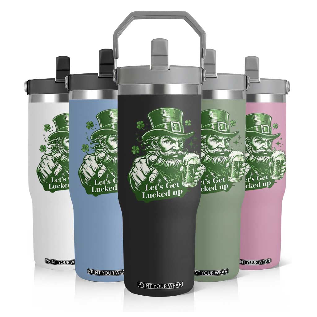 Lets Get Lucked Up Flip Straw Tumbler St Patricks Day Party Humor TS12 Print Your Wear
