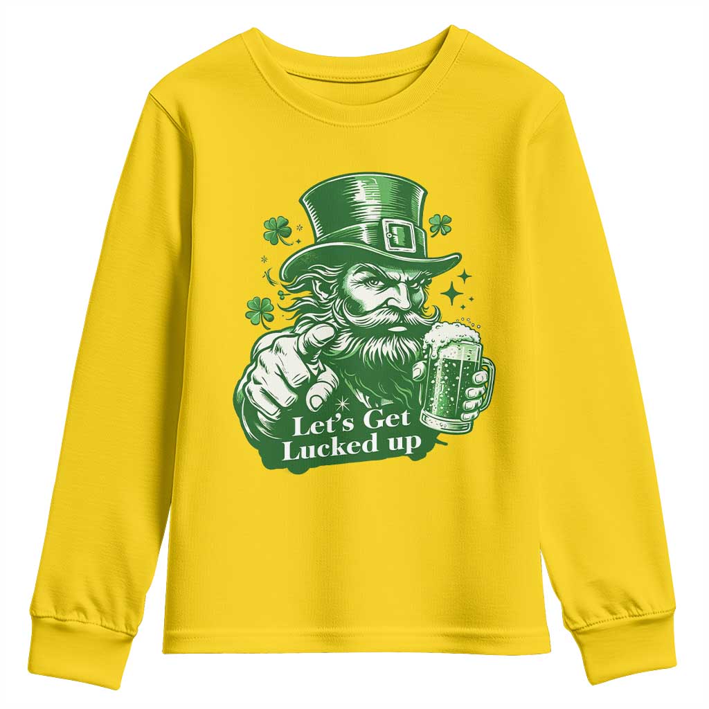 Lets Get Lucked Up Youth Sweatshirt St Patricks Day Party Humor TS12 Daisy Print Your Wear