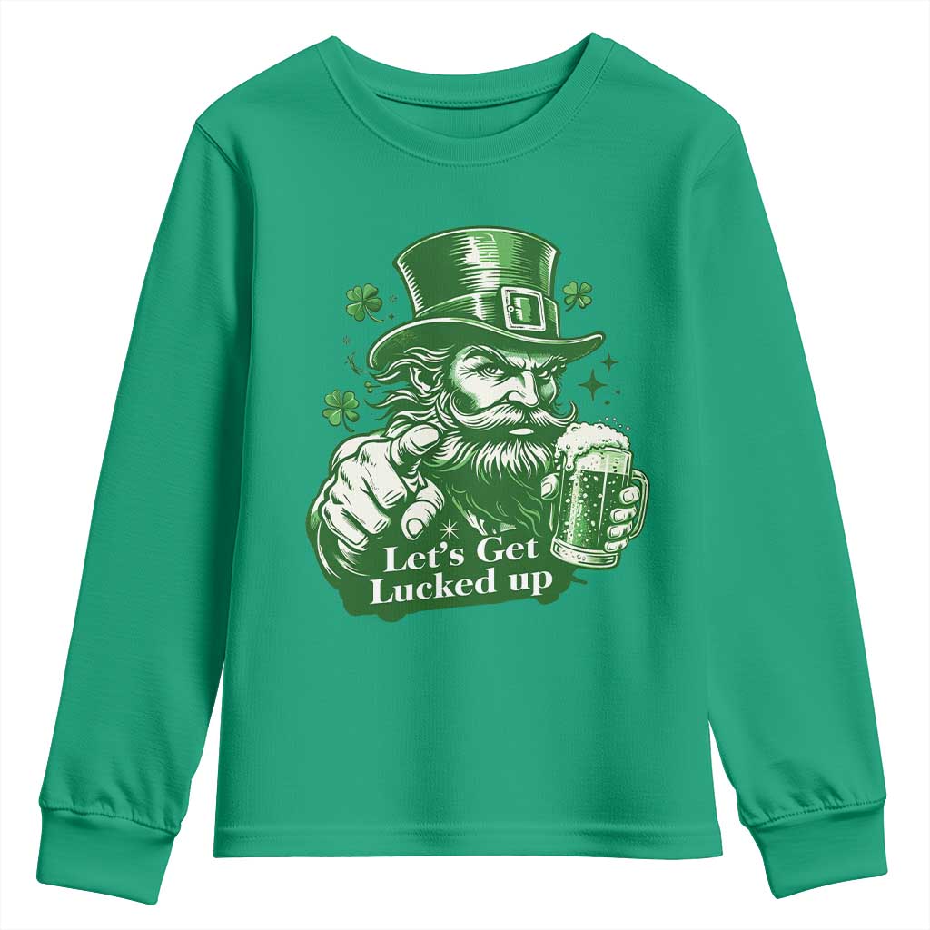 Lets Get Lucked Up Youth Sweatshirt St Patricks Day Party Humor TS12 Irish Green Print Your Wear