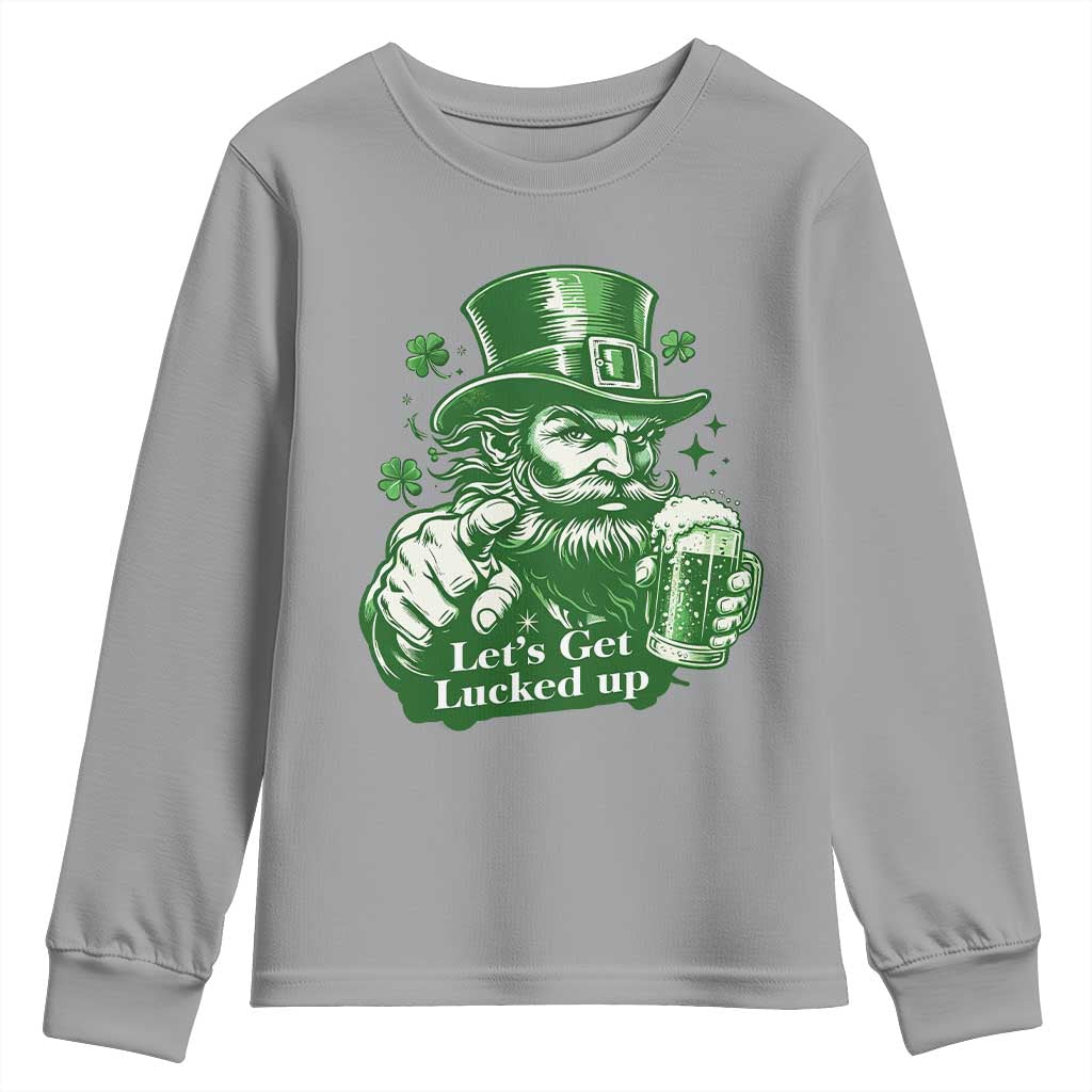 Lets Get Lucked Up Youth Sweatshirt St Patricks Day Party Humor TS12 Sport Gray Print Your Wear