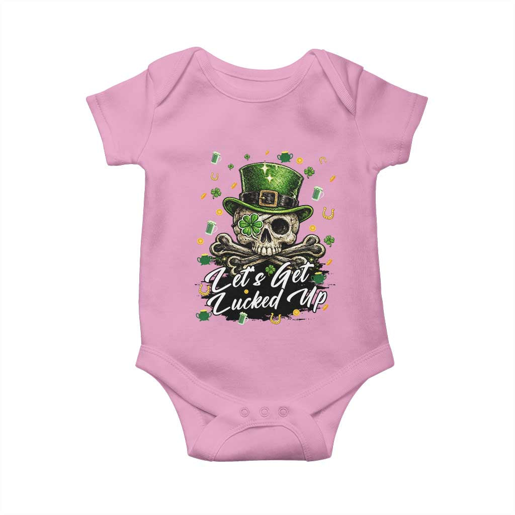 Lets Get Lucked Up Baby Onesie Lucky Skeleton St Patricks Day TS12 Light Pink Print Your Wear