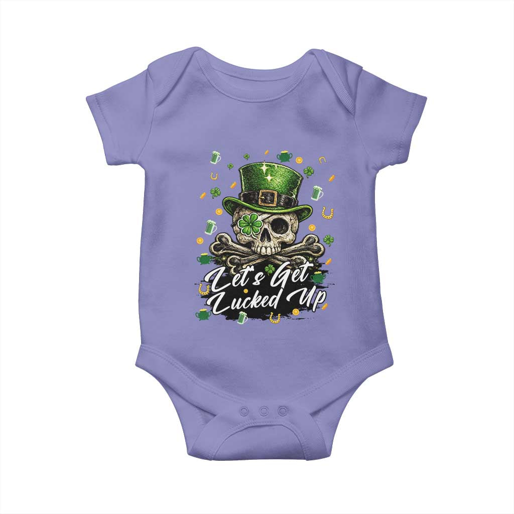 Lets Get Lucked Up Baby Onesie Lucky Skeleton St Patricks Day TS12 Violet Print Your Wear