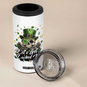 Lets Get Lucked Up 4 in 1 Can Cooler Tumbler Lucky Skeleton St Patricks Day TS12 Print Your Wear