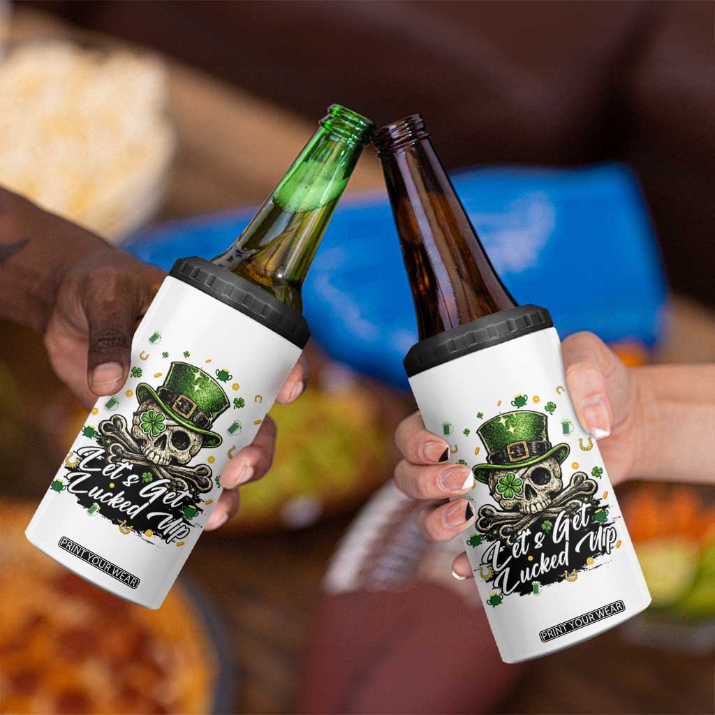 Lets Get Lucked Up 4 in 1 Can Cooler Tumbler Lucky Skeleton St Patricks Day TS12 Print Your Wear