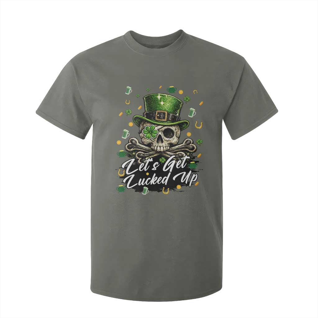 Lets Get Lucked Up T Shirt For Kid Lucky Skeleton St Patricks Day TS12 Military Green Print Your Wear