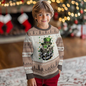 Lets Get Lucked Up Ugly Christmas Sweater Lucky Skeleton St Patricks Day TS12 Mocha Mousse Print Your Wear