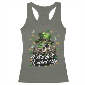 Lets Get Lucked Up Racerback Tank Top Lucky Skeleton St Patricks Day TS12 Military Green Print Your Wear