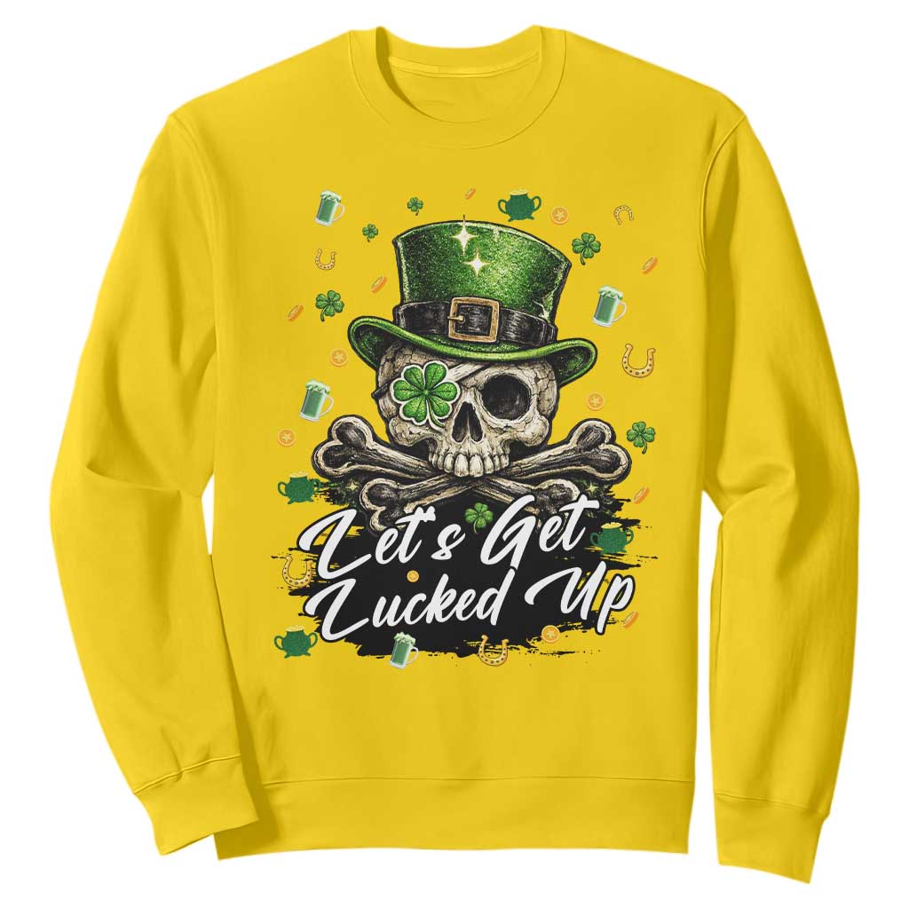 Lets Get Lucked Up Sweatshirt Lucky Skeleton St Patricks Day TS12 Daisy Print Your Wear
