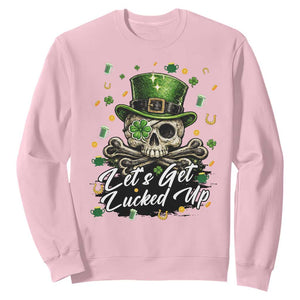 Lets Get Lucked Up Sweatshirt Lucky Skeleton St Patricks Day TS12 Light Pink Print Your Wear