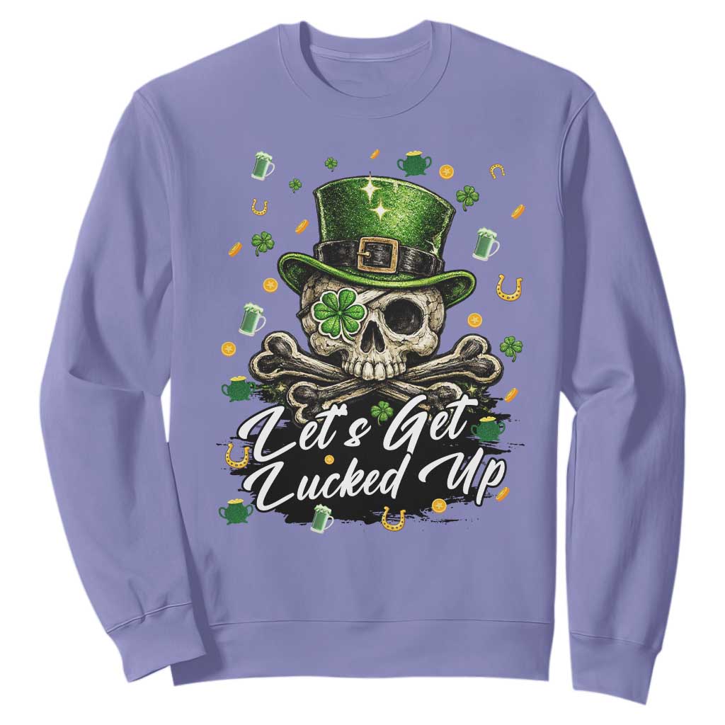 Lets Get Lucked Up Sweatshirt Lucky Skeleton St Patricks Day TS12 Violet Print Your Wear