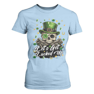 Lets Get Lucked Up T Shirt For Women Lucky Skeleton St Patricks Day TS12 Light Blue Print Your Wear