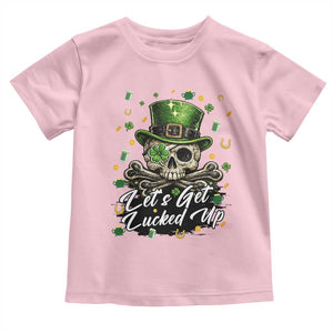 Lets Get Lucked Up Toddler T Shirt Lucky Skeleton St Patricks Day TS12 Light Pink Print Your Wear