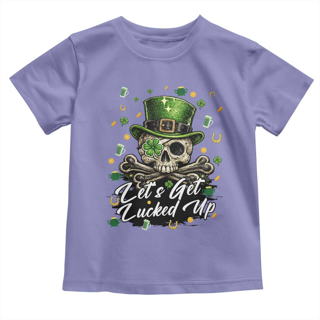 Lets Get Lucked Up Toddler T Shirt Lucky Skeleton St Patricks Day TS12 Violet Print Your Wear