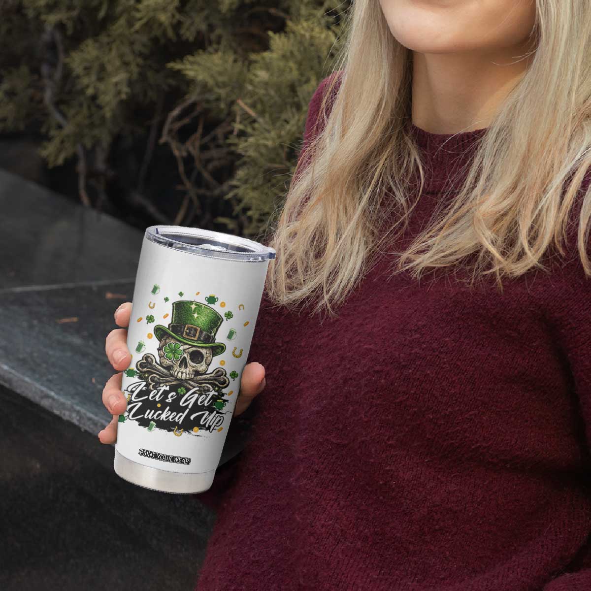 Lets Get Lucked Up Tumbler Cup Lucky Skeleton St Patricks Day TS12 Print Your Wear