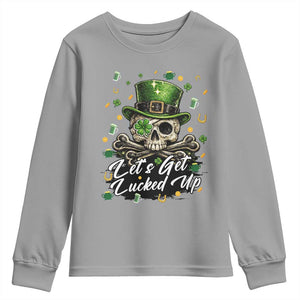 Lets Get Lucked Up Youth Sweatshirt Lucky Skeleton St Patricks Day TS12 Sport Gray Print Your Wear