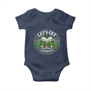 Lets Get Lucked Up Baby Onesie Funny Saint Patricks Day Lucky Drinking TS12 Navy Print Your Wear