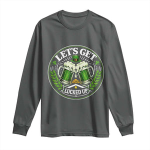 Lets Get Lucked Up Long Sleeve Shirt Funny Saint Patricks Day Lucky Drinking TS12 Dark Heather Print Your Wear
