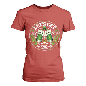 Lets Get Lucked Up T Shirt For Women Funny Saint Patricks Day Lucky Drinking TS12 Red Print Your Wear