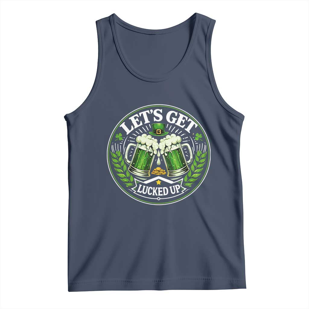 Lets Get Lucked Up Tank Top Funny Saint Patricks Day Lucky Drinking TS12 Navy Print Your Wear