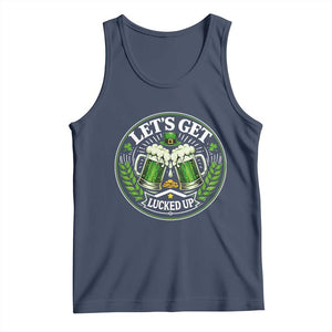 Lets Get Lucked Up Tank Top Funny Saint Patricks Day Lucky Drinking TS12 Navy Print Your Wear