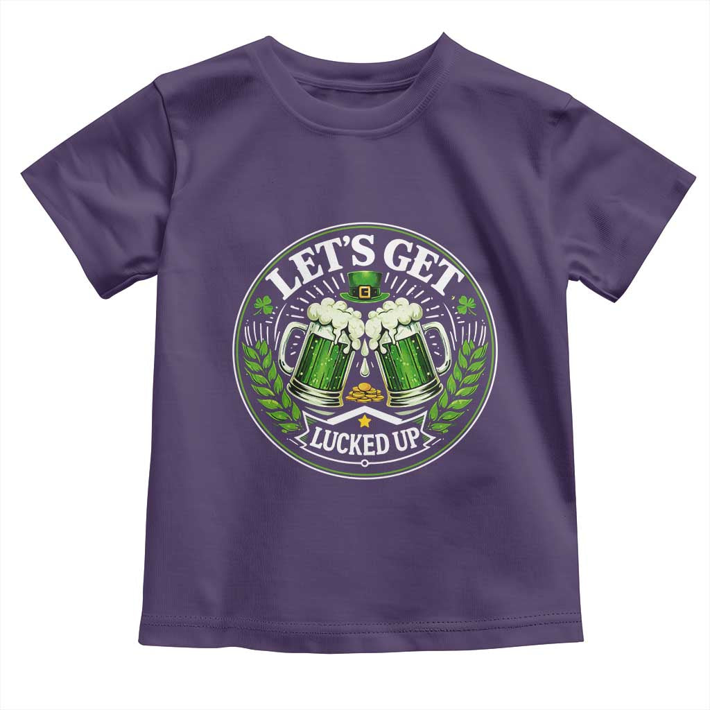 Lets Get Lucked Up Toddler T Shirt Funny Saint Patricks Day Lucky Drinking TS12 Purple Print Your Wear