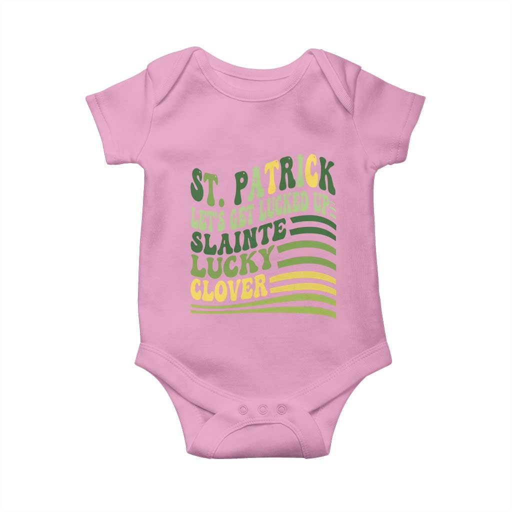 Lets Get Lucked Up Baby Onesie Funny St Patricks Day TS12 Light Pink Print Your Wear