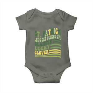 Lets Get Lucked Up Baby Onesie Funny St Patricks Day TS12 Military Green Print Your Wear