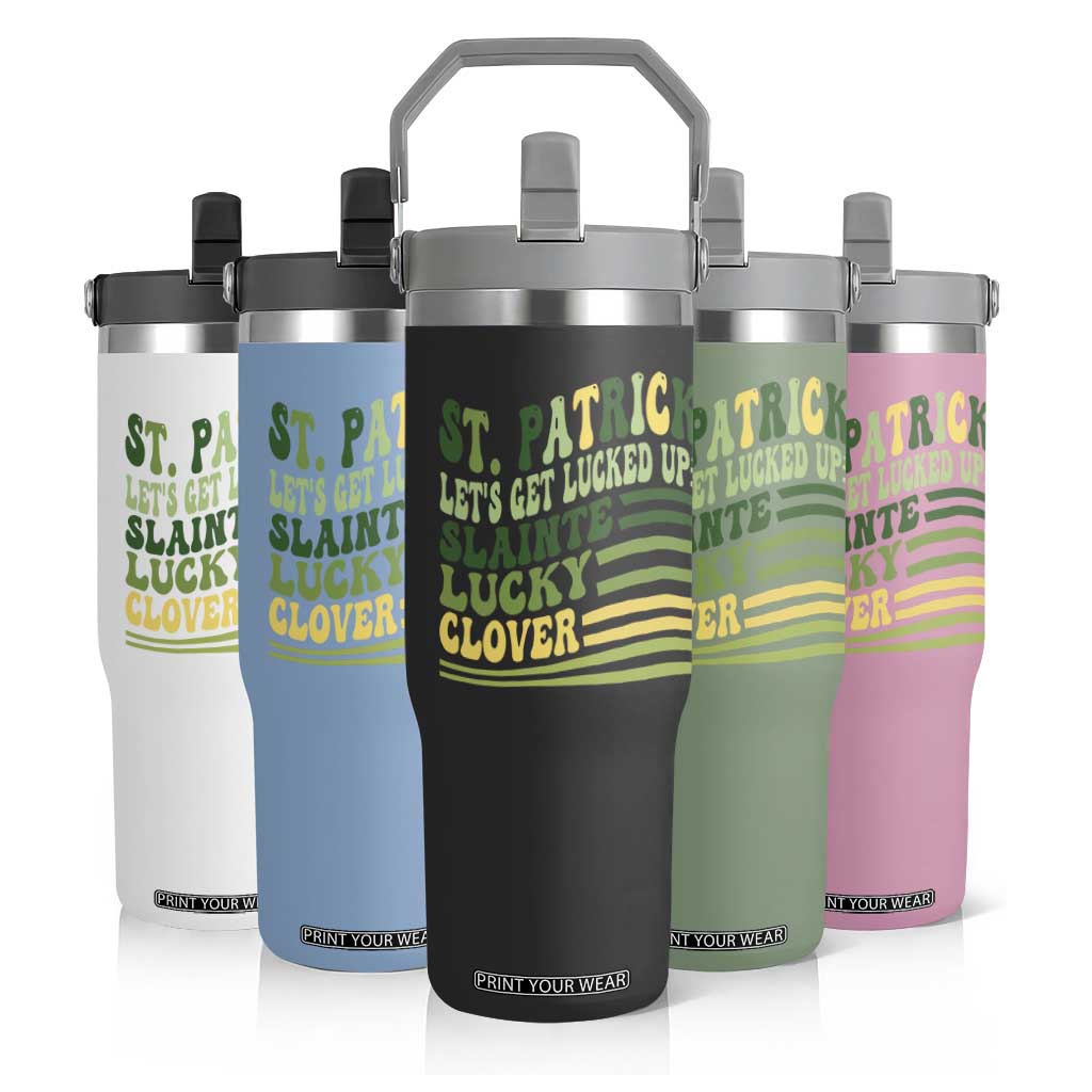 Lets Get Lucked Up Flip Straw Tumbler Funny St Patricks Day TS12 Print Your Wear