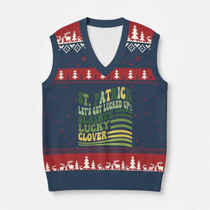 Lets Get Lucked Up V-Neck Knit Sweater Vest Funny St Patricks Day TS12 Navy Red Print Your Wear