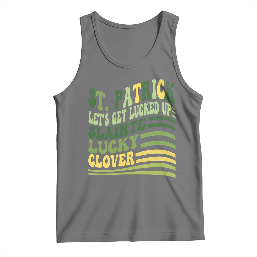 Lets Get Lucked Up Tank Top Funny St Patricks Day TS12 Black Heather Print Your Wear