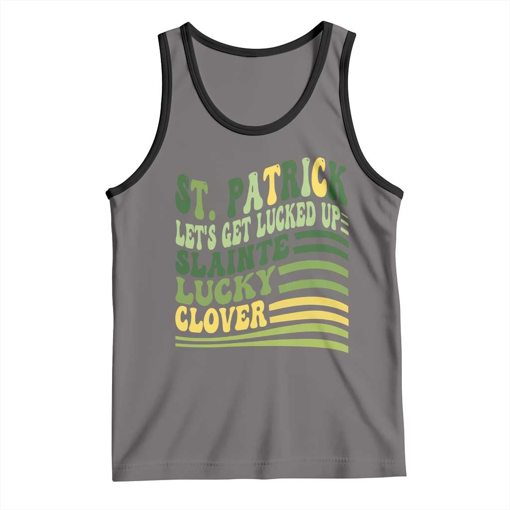 Lets Get Lucked Up Tank Top Funny St Patricks Day TS12 Deep Heather Black Print Your Wear