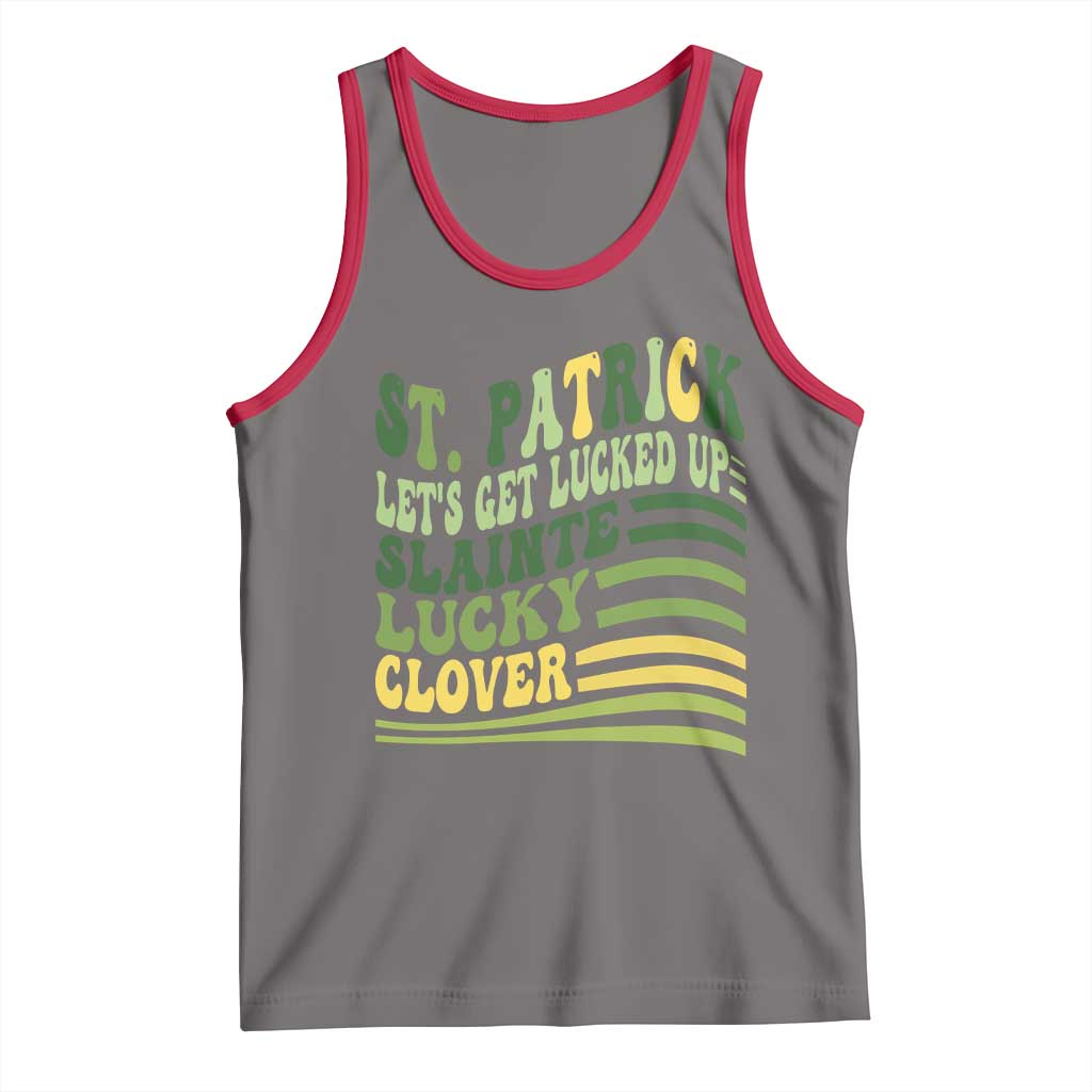 Lets Get Lucked Up Tank Top Funny St Patricks Day TS12 Deep Heather Red Print Your Wear