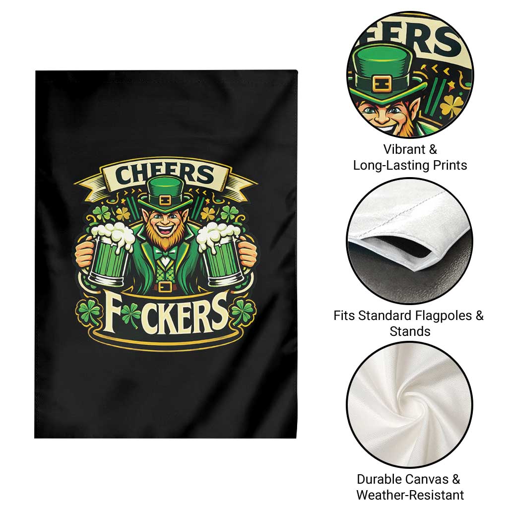 Cheers Fckers Garden Flag Funny Leprechaun St Patricks Day Party TS12 Print Your Wear
