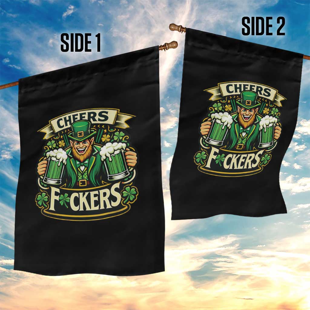 Cheers Fckers Garden Flag Funny Leprechaun St Patricks Day Party TS12 Print Your Wear