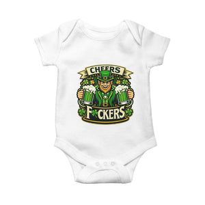 Cheers Fckers Baby Onesie Funny Leprechaun St Patricks Day Party TS12 White Print Your Wear