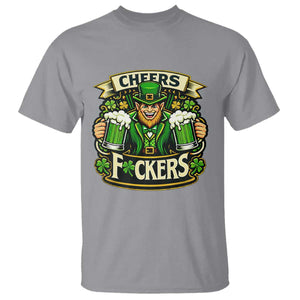 Cheers Fckers T Shirt Funny Leprechaun St Patricks Day Party TS12 Sport Gray Print Your Wear