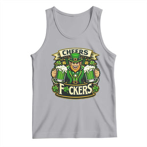 Cheers Fckers Tank Top Funny Leprechaun St Patricks Day Party TS12 Athletic Heather Print Your Wear