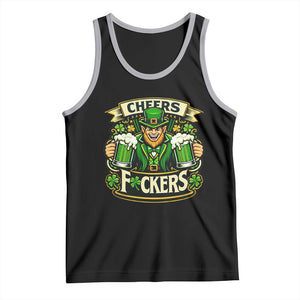 Cheers Fckers Tank Top Funny Leprechaun St Patricks Day Party TS12 Black Athletic Heather Print Your Wear