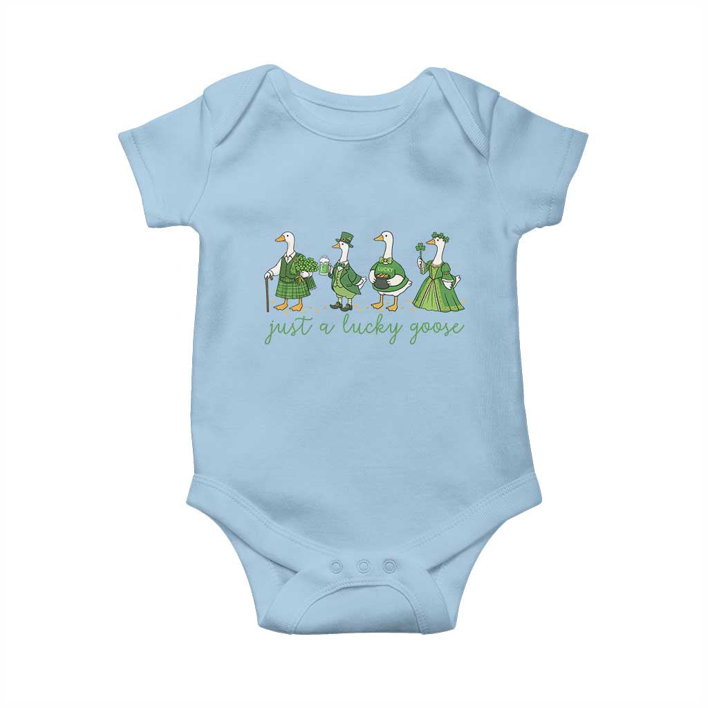 Just A Lucky Goose Baby Onesie Funny St Patricks Day Irish Gift TS12 Light Blue Print Your Wear