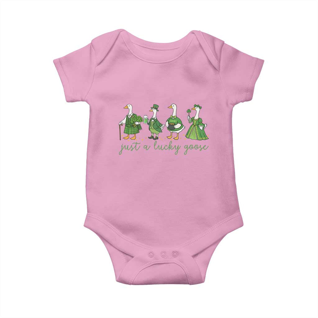 Just A Lucky Goose Baby Onesie Funny St Patricks Day Irish Gift TS12 Light Pink Print Your Wear