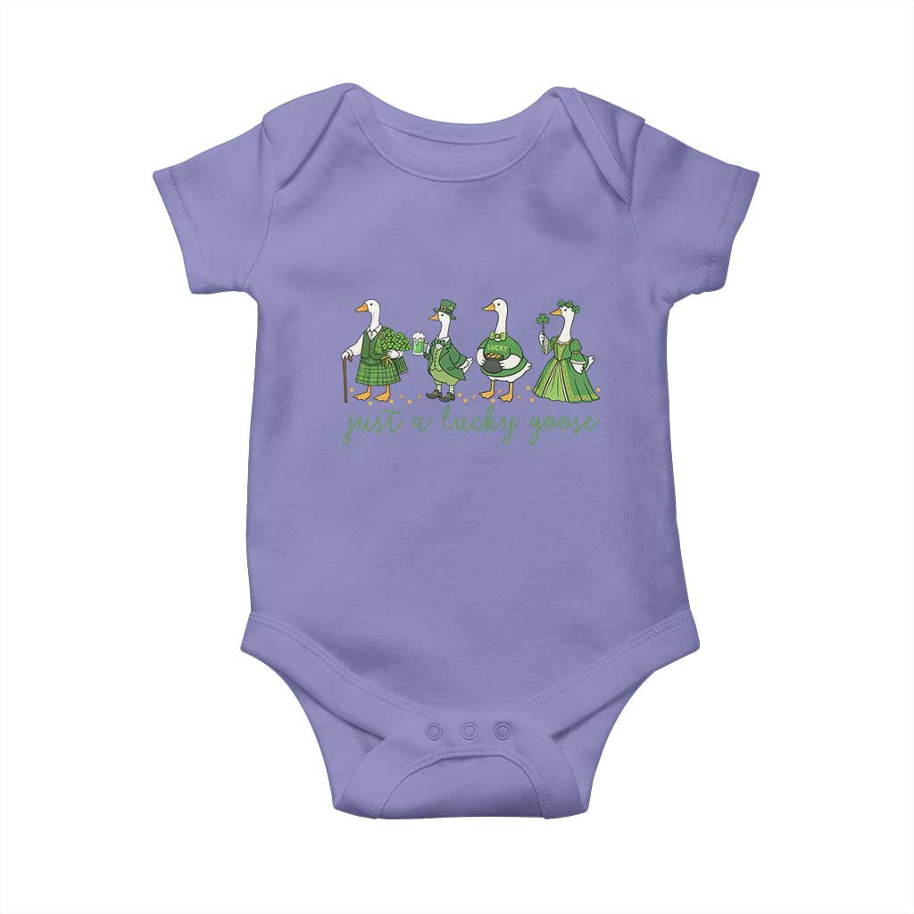 Just A Lucky Goose Baby Onesie Funny St Patricks Day Irish Gift TS12 Violet Print Your Wear
