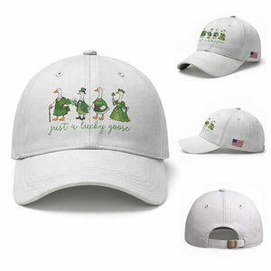 Just A Lucky Goose Baseball Cap Funny St Patricks Day Irish Gift TS12 Baseball Cap Universal Fit White Print Your Wear