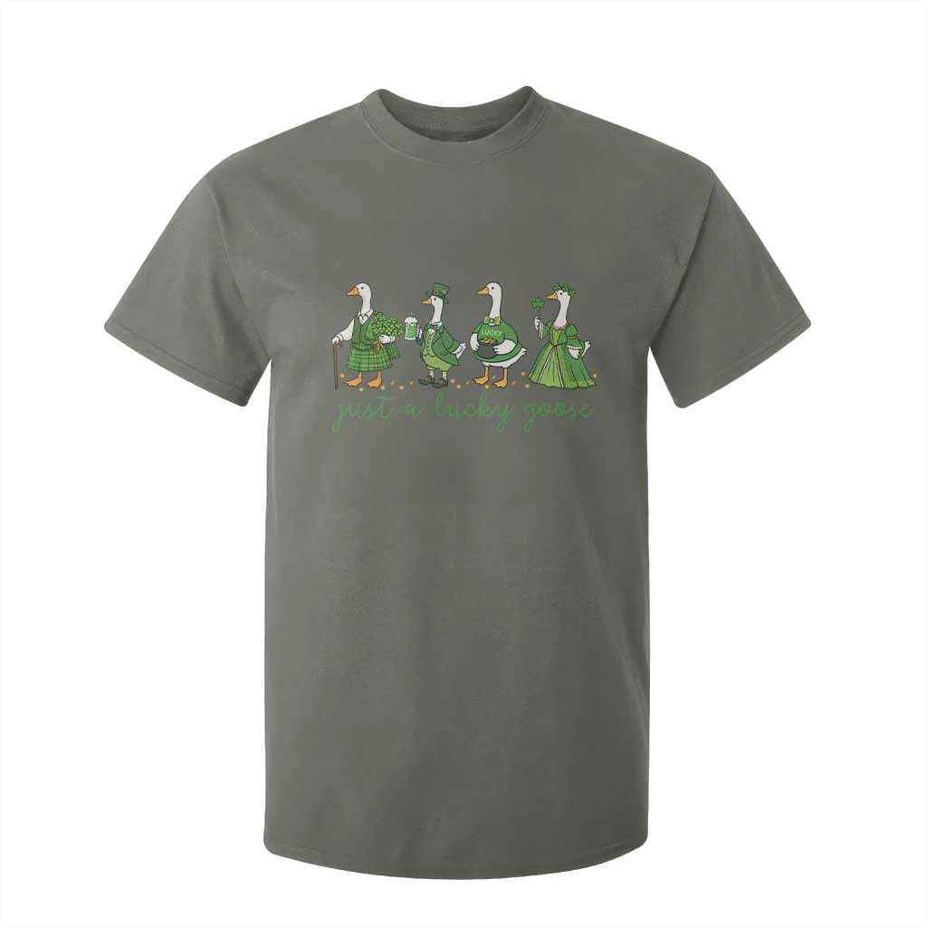 Just A Lucky Goose T Shirt For Kid Funny St Patricks Day Irish Gift TS12 Military Green Print Your Wear