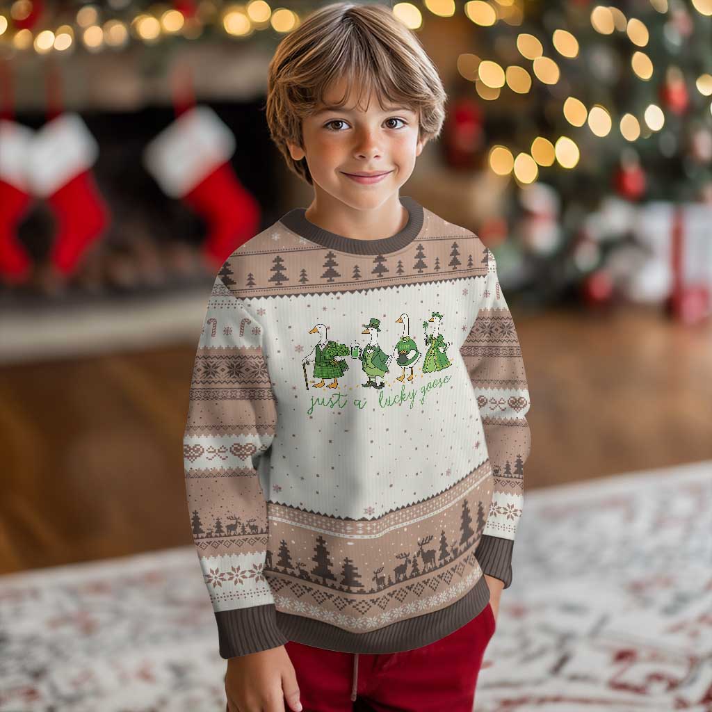 Just A Lucky Goose Ugly Christmas Sweater Funny St Patricks Day Irish Gift TS12 Mocha Mousse Print Your Wear