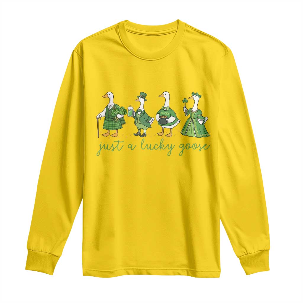Just A Lucky Goose Long Sleeve Shirt Funny St Patricks Day Irish Gift TS12 Daisy Print Your Wear